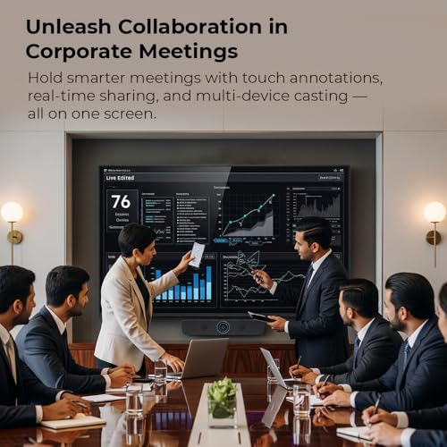 Image of 75 Inch All in One Interactive Smart Board 3840X2160 Pixel 4K UHD Display and Dual Operating System Android and Windows Version WritePro for Office, School