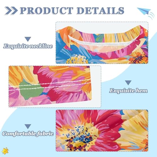 ALAZA Kids Rash Guard Girls Toddler Swim Shirts Short Sleeve Bright-Coloured Flower UPF 50+ 3T3