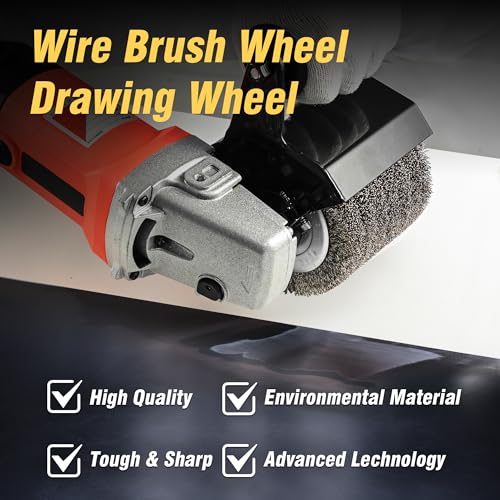 Image of 4.7 inch x 4 inch Stainless Steel Wire Drawing Wheel, Wire Brush Drum Surface Conditioning Tool, Metal Polishing Wheel for Metal Surface Polishing Grinding Removing Rust-3 /4 Quad Keyway
