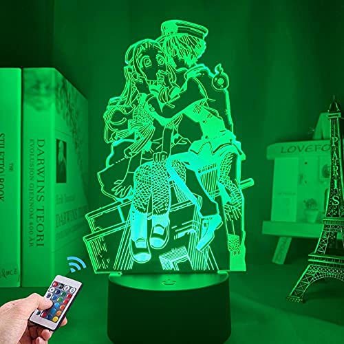 WATCBQ lampe manga led 3d avec Câble de Charge et 4 Mode flash 7 Couleurs Changeantes bébé chevet enfants deco nuit anime lecture bureau chambre tactile télécommande Cover