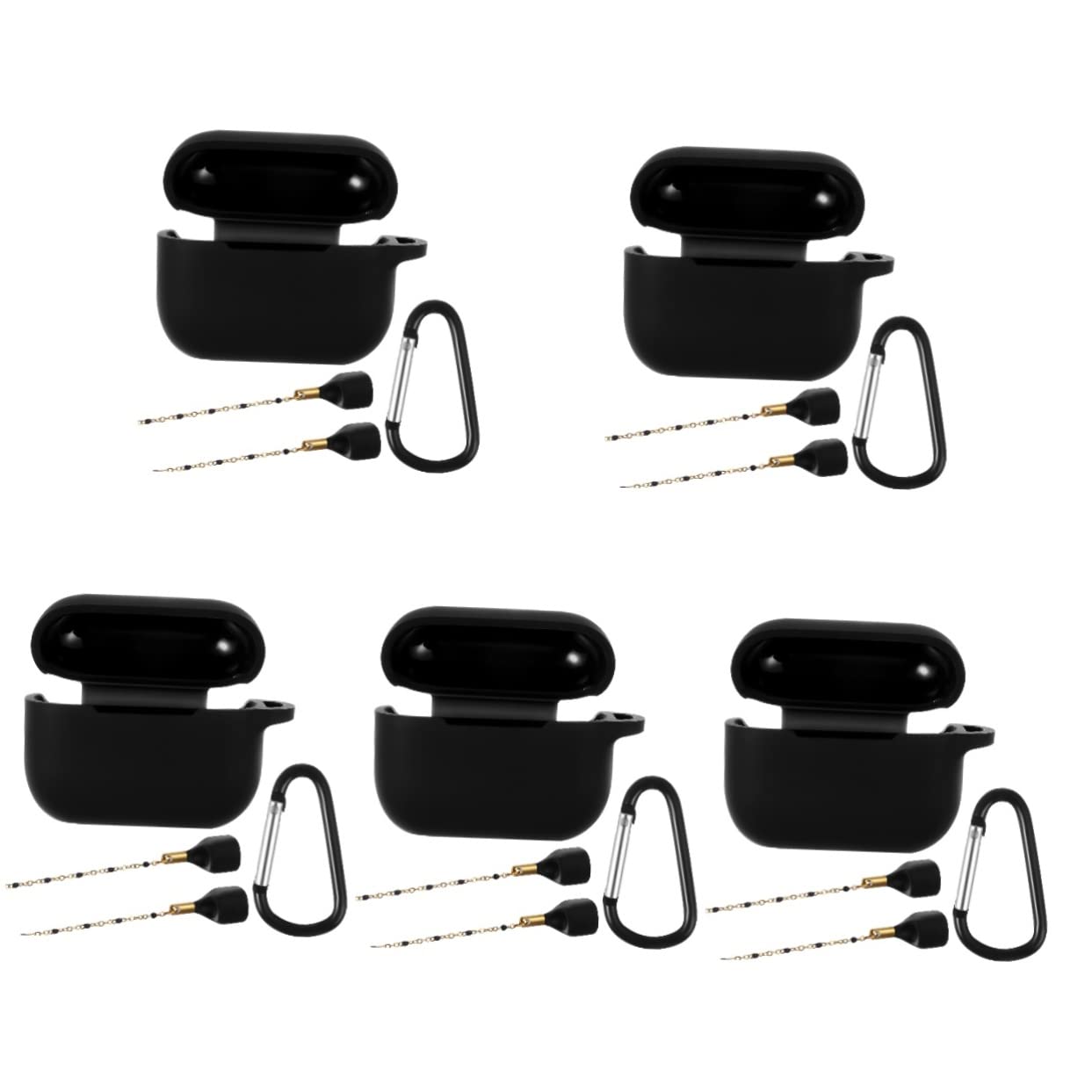 Gatuida 5piezas Estuche De Silicona para Auriculares Cadena Antipérdida Accesorio De Protección Flexible y Diseño Portátil Compatible Pro