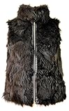 Länge normale Länge DX-Exclusive wear Damen Weste Fellweste Fuchspelz, Lederweste, Gilet, schwarz Fell KK-0027 (44)
