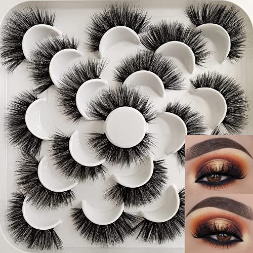Lashes 15mm Cat Eye Eyelashes 3D Natural Look Mink False Lashes Pack 10 Pairs Fluffy Reusable Short Fake Lashes