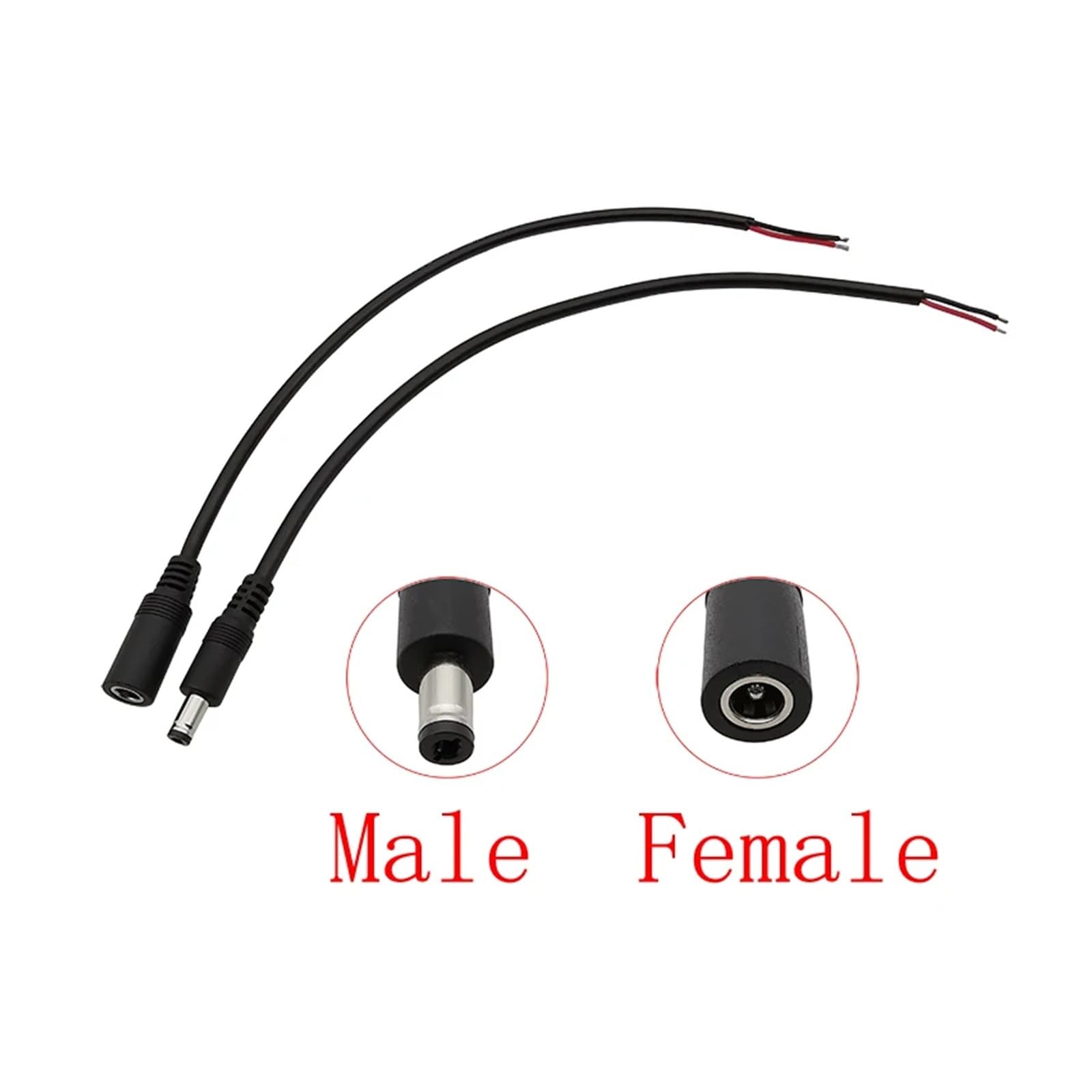 Konwerter wtyczek jack, Złącze kabla zasilającego DC 5,5 mm x 2,1 mm męskie złącze żeńskie wtykowe wtykowe z przewodem 18AWG(10 Female)