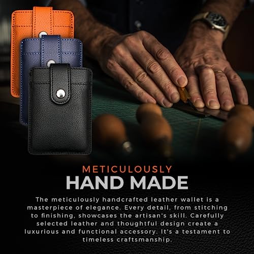 DAILYCARRYCO. Ultra Thin Leather Wallet - Slim RFID Wallet for Men - Genuine Leather Card Holder Fits Up To 7 Cards + Cash - Handmade Minimalist Slim Wallet, Stylish Cash and Card Holder (Blue)3