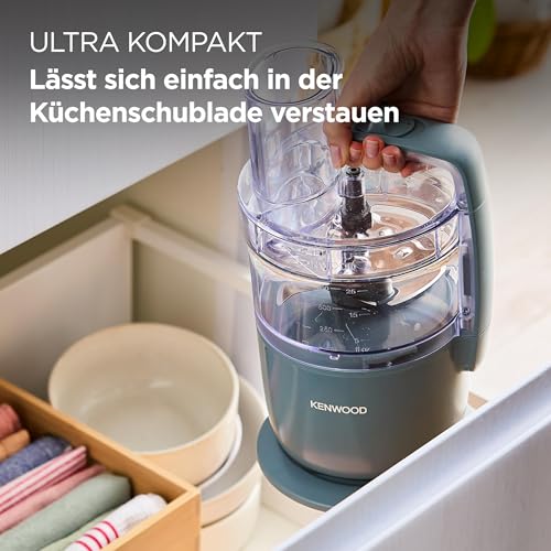 Kenwood MultiPro Go FDP22.130GY, Kompakt-Küchenmaschine nur 30cm hoch, zum Schneiden, Reiben...