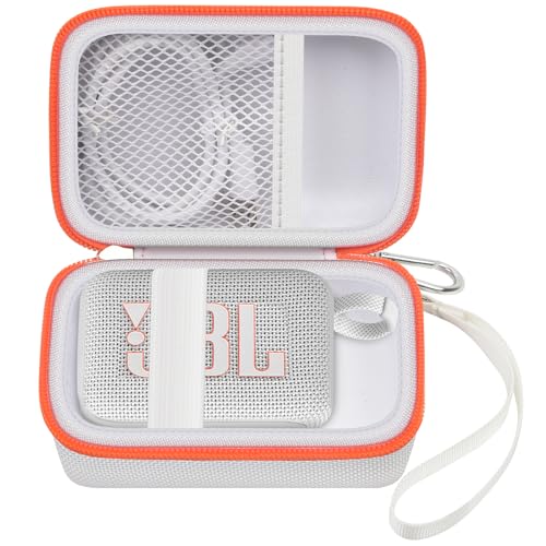 Tragetasche Kompatibel mit JBL Go 4 - tragbarer Bluetooth-Lautsprecher Box Pro Sound, Auch für Go 3/Go3 Eco/Go2 Wasserdichter Mini Wireless Lautsprecher - Nur der Fall (Weiß)
