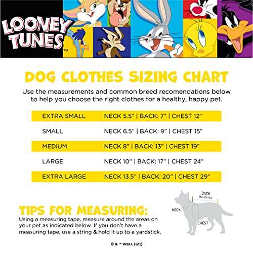 Looney Tunes Characters Dog T Shirt, Size Large In Black | Large Soft Pullover Dog T-Shirt For All Dogs | Machine Washable Pullover Dog Shirt, Light Weight & Semi-Stretch #TOP5