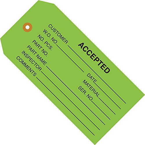 Discount Tag & Label Green Inspection Tags, Accepted', 4 3/4' x 2 3/8', 5, (Case of 1000)