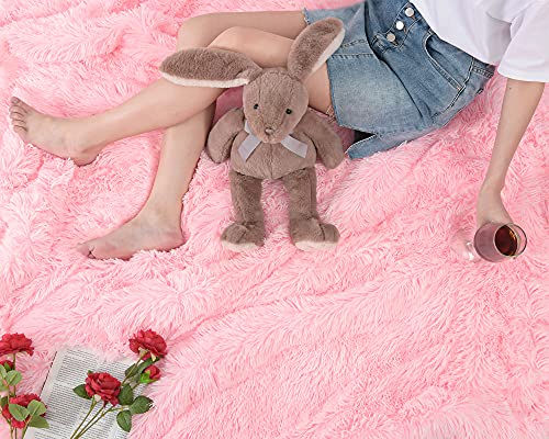 Rtizon Fuzzy Blanket For Bed, 50"X60", Pink Fluffy Blankets For Teen Girls, Sherpa Fleece Blanket For Couch, Cozy Soft Plush Throw Blanket For Sofa #TOP2