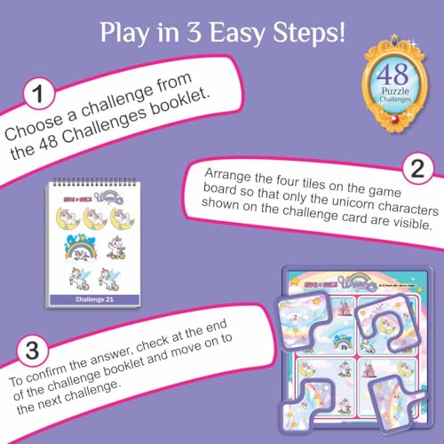 Image of toymate Hide N Seek Unicorn IQ Puzzle Game | 48 Brain-Teasing Challenges for Kids | Logic & Problem-Solving Educational Toy | Single Player Travel Puzzle for Ages 4+