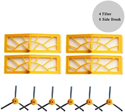 6 Side Brush & 4 Hepa Filter for Ecovacs CEN350 DEEBOT TCR03A TCR03B TCR660 TCR266 Vacuum Cleaner Accessories Replacement