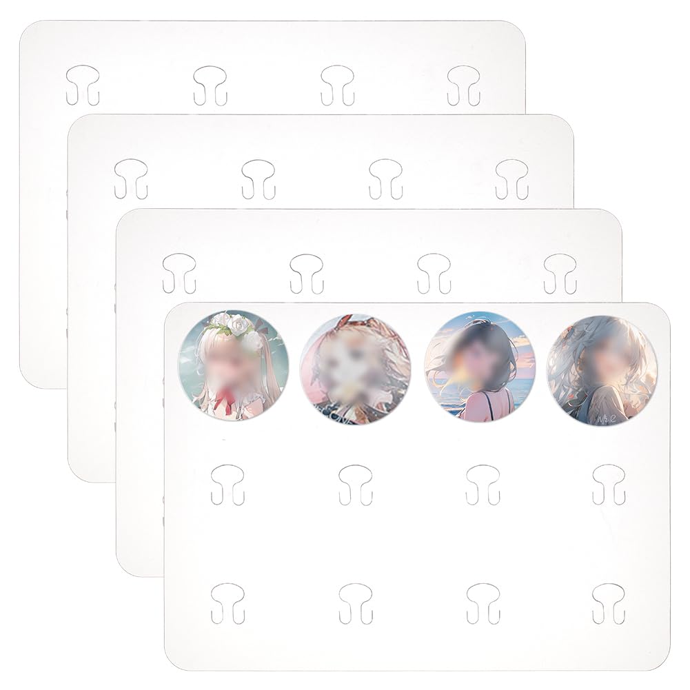 PH PandaHall 48 Holes Transparent PVC Ita Bag Inserts, 4pcs Rectangle Button Pin Holder Display Badge Display Panel for Anime Badges Kawaii Decorations Cosplay Events Comic Con, 19.7x27cm