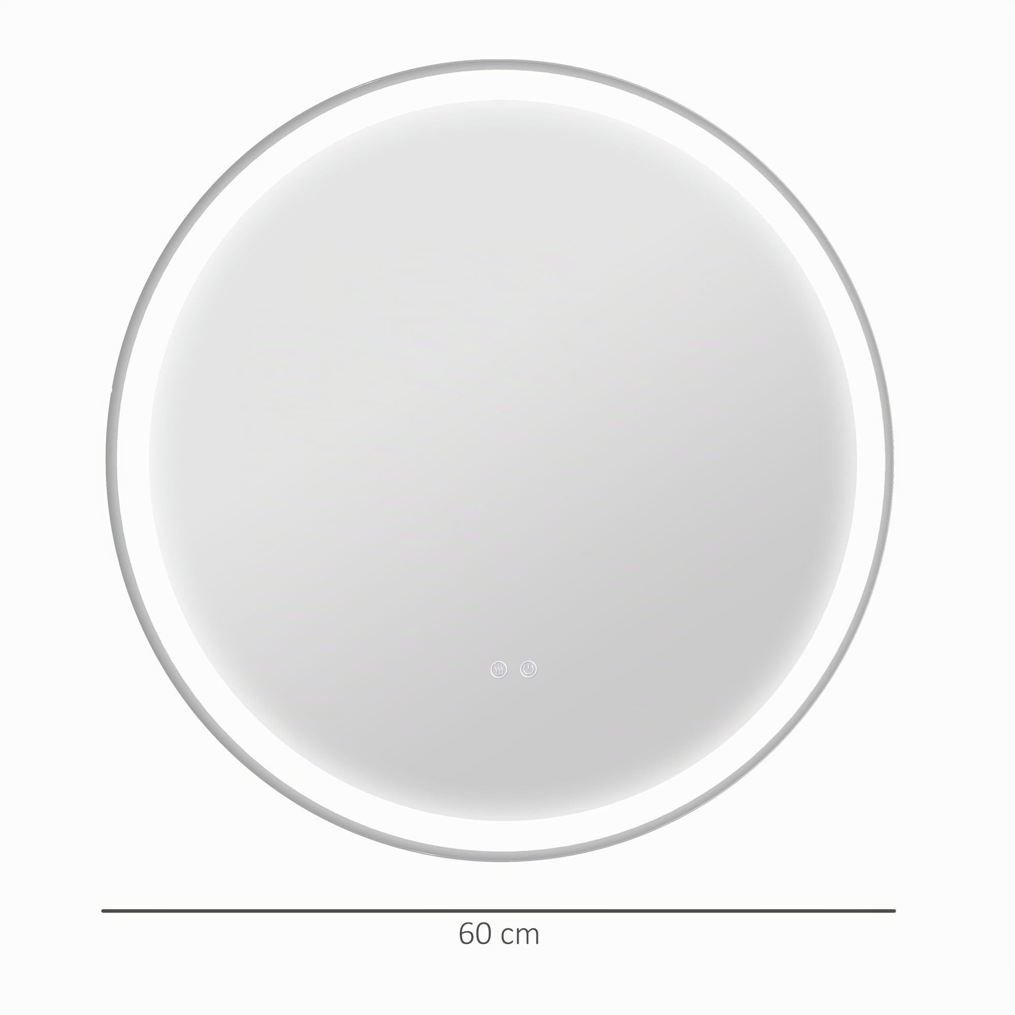 kleankin Espejo de Baño con Luces LED Ajustable Antivaho Ø60 cm Plata | Espejo para Baño Redondo, Función de Memoria, Interruptor Táctil, para Salón Entrada