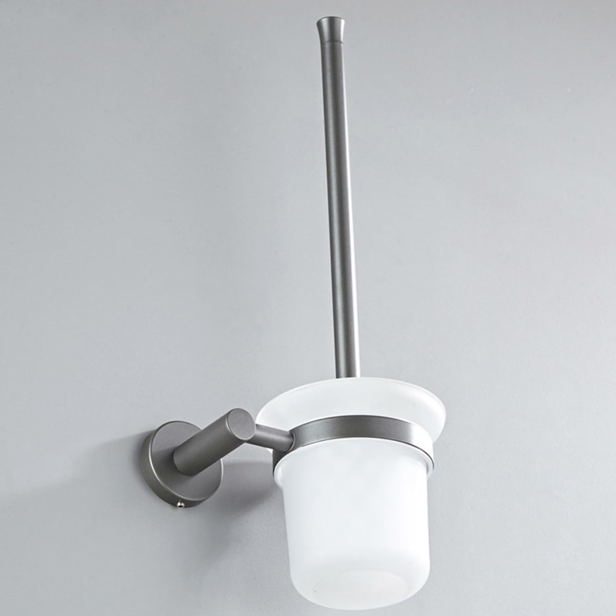 Cepillo de Limpieza para Inodoro con Mango Largo y Base de Vidrio, Escobilla de Baño Montada Pared para Limpieza Profunda sin Rincones Muertos