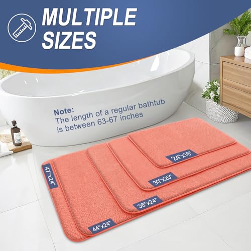 Image of OLANLY Thick Memory Foam Bath Mat Rug 30x20, Extra Soft Absorbent Bathroom Rug, Quick Dry Bath Mats, Non-Slip, Machine Washable Carpet for Bathroom, Tub and Shower, Home Decor Accessories, Coral