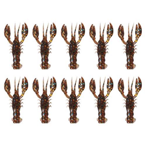 Flusskrebs-Köder – 10 Köder für Bars – weicher Kunstköder, realistisch, zum Eintauchen für Süßwasser, Salzwasser, Fluss, See, Aquarium