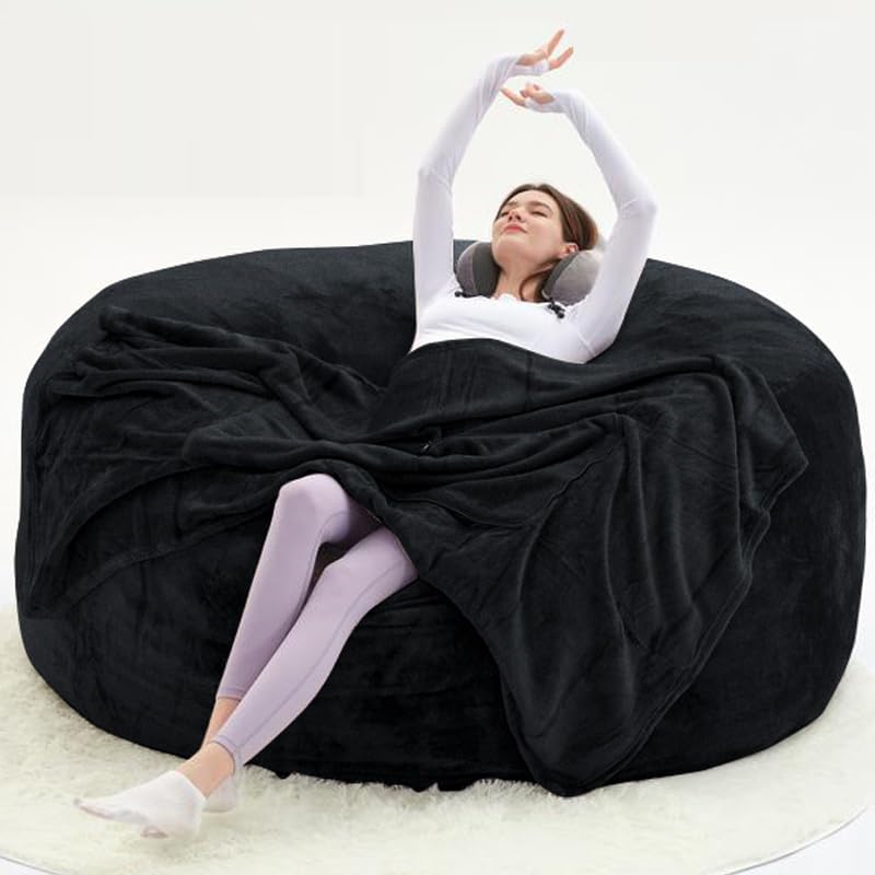 Image of extra large bean bag chair,5FT,beanbag chair with filler,memory foam bean bag,Soft and comfortable giant beanbag,muebles sala de estar,Leisure reading chair suitable for bedroom(Coffee Color, 5 Foot)