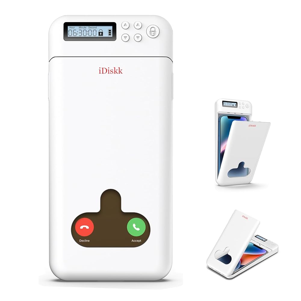 iDiskk Timer Phone Locker ホワイト iDiskk Phone Lock Box with Timer, iPhone timed Box for