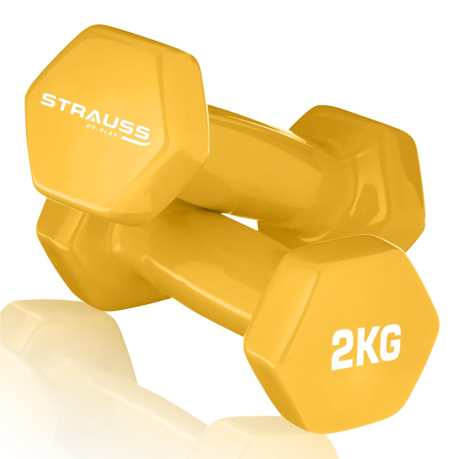 Strauss Premium Vinyl Dumbbells Weight for Men & Women | 2 Kg (Each) | 4 Kg (Pair) | Ideal for Home Workout, Yoga, Pilates, Gym Exercises | Non-Slip, Easy to Hold, Scratch Resistant (Yellow) (B0C248M9DJ) Amazon Price History, Amazon Price Tracker
