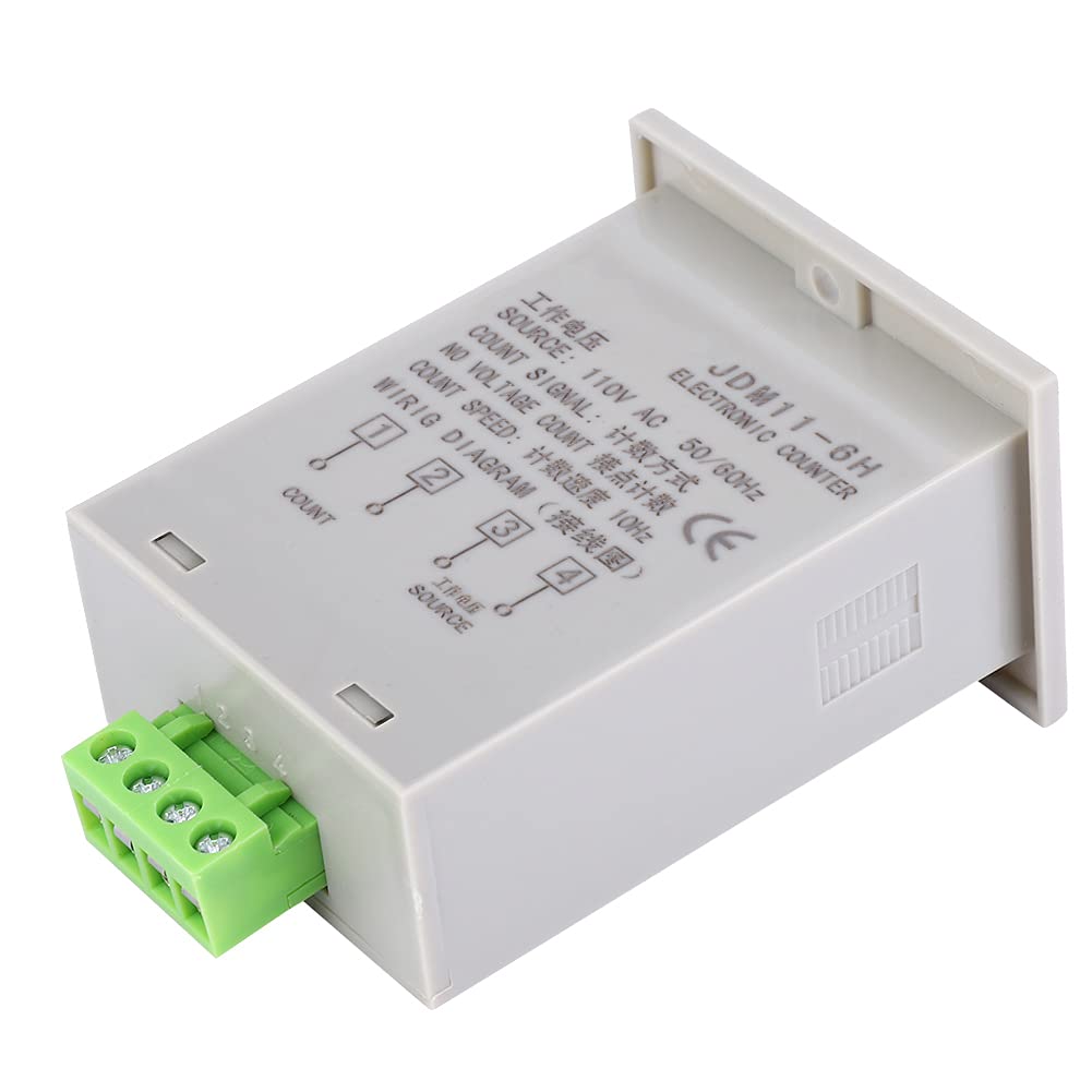 6 Digits No Voltage Counter, Clear Digital LED Display Wide Counting Range of 0 to 999999 for Various Input Counts (AC110V)