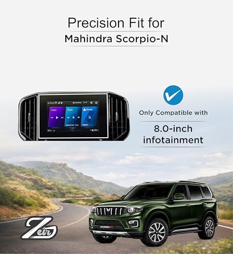 Image of ZEIR Screen Protector For MAHINDRA SCORPIO N 2026 - 8 Inch Infotianment Touchscreen | ScorpioN Car Display Guard | 9H Hardness, Anti-Scratch & Water Resistant | HD Clarity MahindraScorpio Car Dashboard Accessory 2022-Running [Not Tempered Glass] (Zeir-ScorpioN-8inch-Info-Glossy)