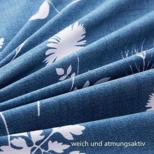 Boqingzhu Bettwäsche 135x200cm Blumen Blümchen Romantisch Blau Rosa Bettbezug Set 2 Teilig Microfaser Wende Bettwäsche Bettdeckenbezug mit… – Ansicht 4