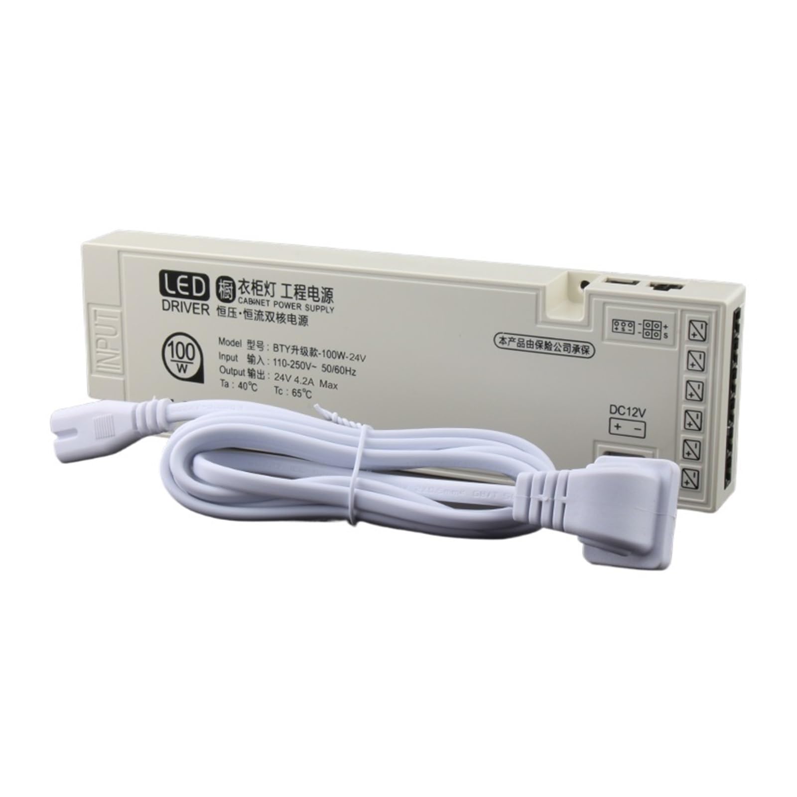 THREELEMON Wardrobe Cabinet Light Dedicated Power Supply 24V Interface dimming Transformer 12V Light with Wine Cabinet Power Supply(BYT-100W-24V)