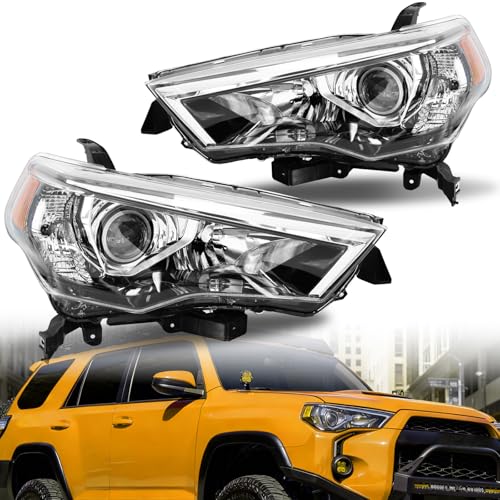 SINASUYE Headlight Assembly Fit for 2014-2020 Toyota 4Runner Replacement for TO2519150 TO2518150 Headlamp Head Light Lamp Chrome Housing Clear Lens Driver & Passenger Side