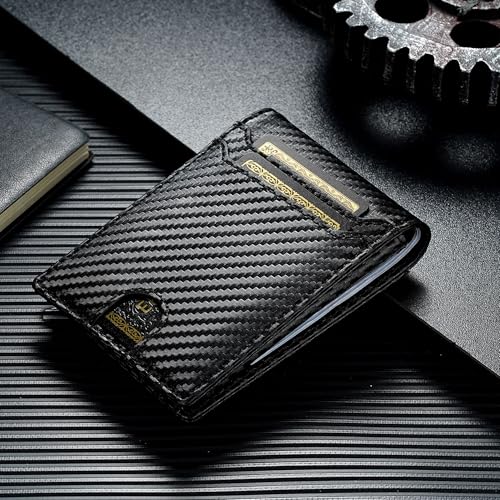 Image of furid Men Wallet for Samsung Galaxy SmartTag2: Slim Minimalist Wallet Compatible with Samsung Tracker Tag - RFID Blocking Wallet with 2 ID Window Carbon Fiber