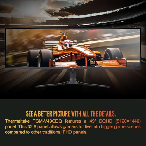 Image of Thermaltake 49 inch OLED Curved Ultrawide Gaming Monitor; 5120x1440 DQHD; 240Hz; 0.03ms GTG; Adaptive Sync; HDMI /DP /Type-C /USB; VESA 100x100; HDR10; 1800R Curve; PIP /PBP; Black; GM-QOL-49CEUB-US