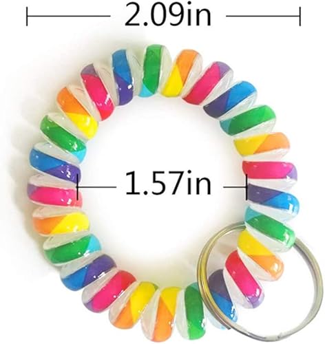 Miniatura 2 de Llavero de plástico colorido para muñeca, pulsera elástica de resorte en espiral, llavero de bobina de muñeca, gancho para identificación, gimnasio,
