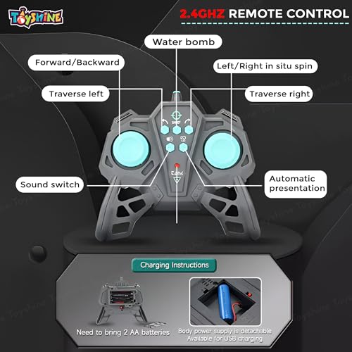 Image of Toyshine Water Ball Shooter Remote Control 2.4GHz Rechargeable RC Car Tank Toy with Crab Movement & 360 Rotating Stunt Feature for Kids Boys Girls 3 +, Yellow