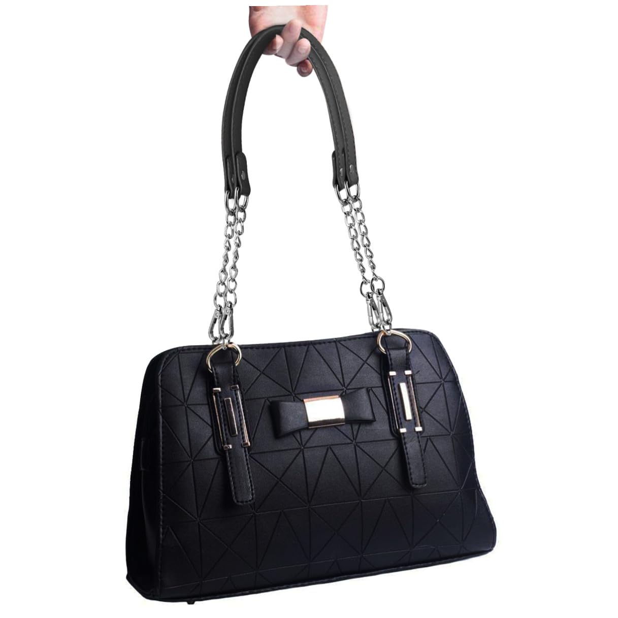 6 Piezas Cadena para Bolso de Mano Artesanal Cadena de Cuero PU y Metal con Cierres Correa para Bandolera y Bolso Cruzado Accesorios Diy para Reemplazo y Decoración Negro y Plata