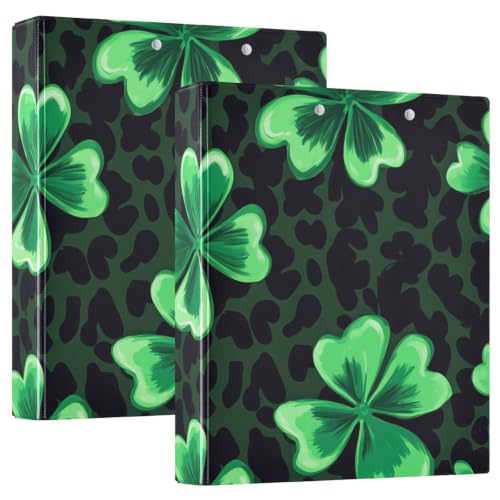 Classeur 3 anneaux léopard vert anti-corne avec poches de rangement