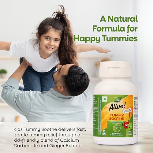 Image of Nature's Way Alive Kids Tummy Soothe Chewable Tablets with Calcium| Gentle Digestive Support for Children | 60 Veg Tablets