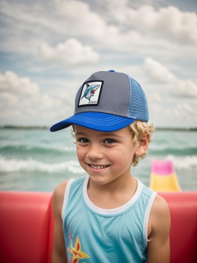 Boys' Trucker Hat Adjustable Mesh Snapback Toddler Baseball Cap for Kids Ages 2-9 - Image 2