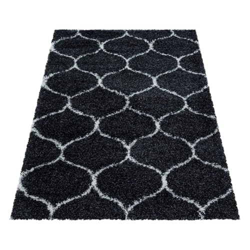 Image of Shaggy Floor Carpets for Living Room, Elegant Bed Side RunnerBedside Carpet, Sofa Area Office Carpet,(6x9 Feet, Black Ivory)