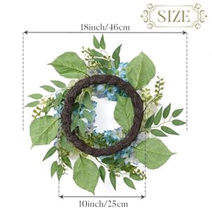 Valery madelyn spring hydrangeas flower wreaths for front door with lights blue white artificial summer door wreath with eucalyptus leaves for home party wedding decor 18 unique gifts for mom  urban country home decor