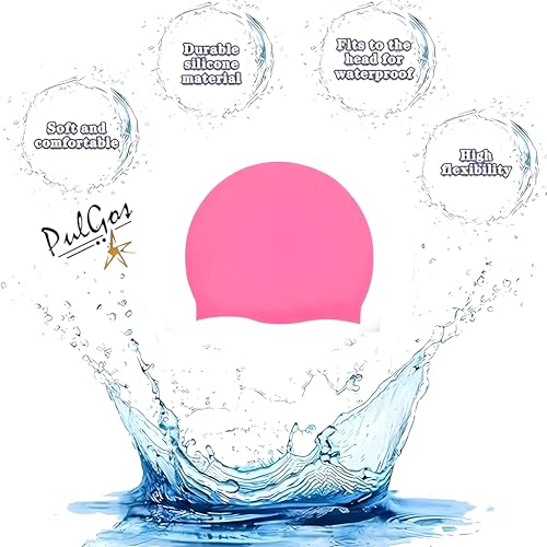 Image of PulGos Unisex Adult Swim Cap - Soft, Durable & Stretchy Swimming Cap for Men & Women, Keeps Hair Dry & Secure - Ideal for Pool, Training & Swim Sessions