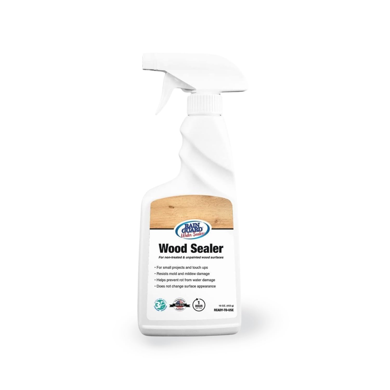 Rain Guard Water Sealers SP-8006 Wood Sealer 16 fl oz Spray - Clear Natural Finish - Deep Penetrating Water Repellent Protection For All Wood Surfaces - Water-Based Silane/Siloxane