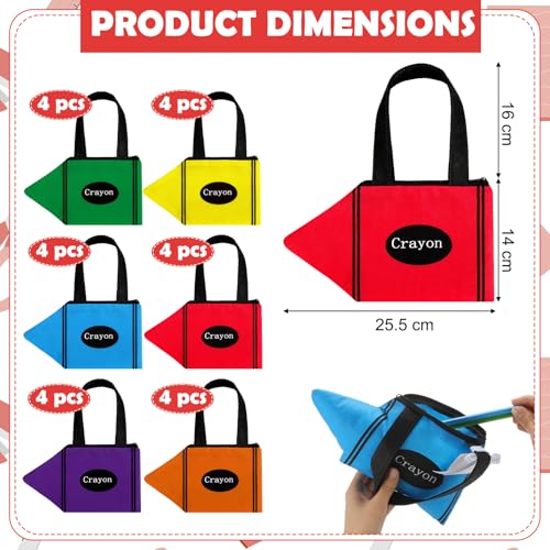 Bulyoou 24 Pcs Crayon Gift Bag End of Year Gift Bags Back to School Teacher Gifts Preschool Graduation Bags Crayon Party Favors for Teacher Appreciation Preschool Kindergarten Party Supplies