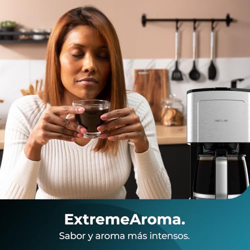 Cecotec Cafetera de Goteo Coffee 56 Time, 800W de Potencia, Programa tu café, Acero Inoxidable, Pantalla LCD, Boquilla...