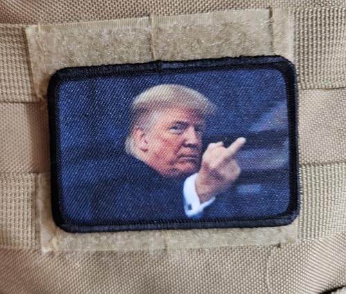 Trump Flipping The Bird Morale Patch 2x3 Inch Hook and Loop Backing Removable