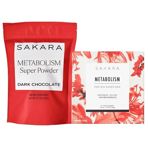 SAKARA Metabolism Super Powder & Protein Super Bars Bundle - Metabolism Drink Powder & Clean Protein Bars with 12g of Plant Protein