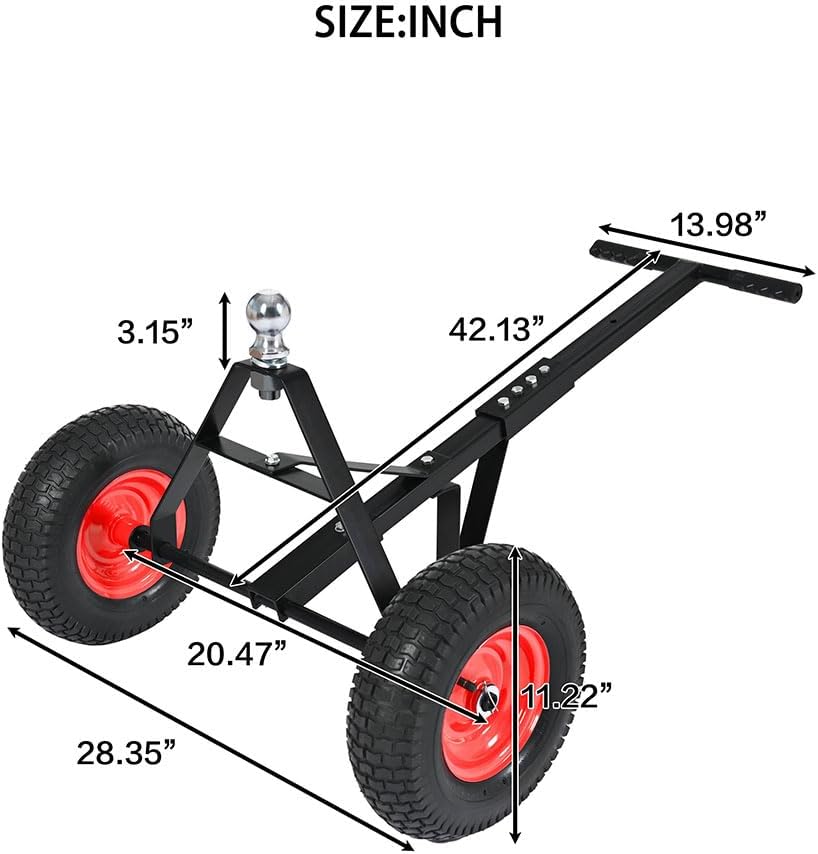 Trailer Dolly, Heavy-Duty Steel Trailer Mover Dolly with 2 Inch Ball and 600 lbs Capacity Handle for Easy Maneuvering of Boat, for Moving Car RV Boat Trailer, Great for Camping