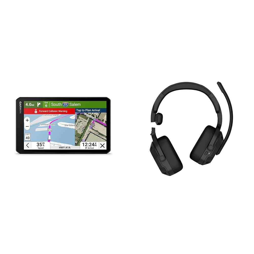 Garmin dēzlCam™ OTR725 High-Res 7” GPS Truck Navigator with Built-in 1080P HD Dash Cam,Automatic Incident Recording,Satellite Imagery,Community-Shared Loading Docks and Dezl headset 210(010-02870-00)