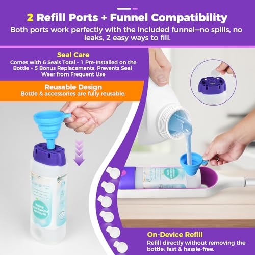Image of Refillable Solution Bottle for Swiffer Power Mop,Leak-Proof Reusable Empty Cleaner Container, Universal Fit for Any Liquid Cleaner, Easy Install