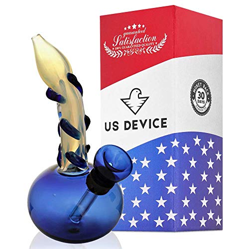 Glass Water Device Bub with a Carb 5.5 inch Blue