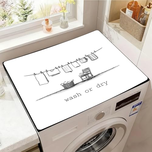 Image of Washer and Dryer Covers for the Top, Non-slip Dryer Top Protector Mat, Dust-proof Washing Machine Cover, 23.6 inch x 19.7 inch (illustration, 23.6 inch x 19.7 inch)